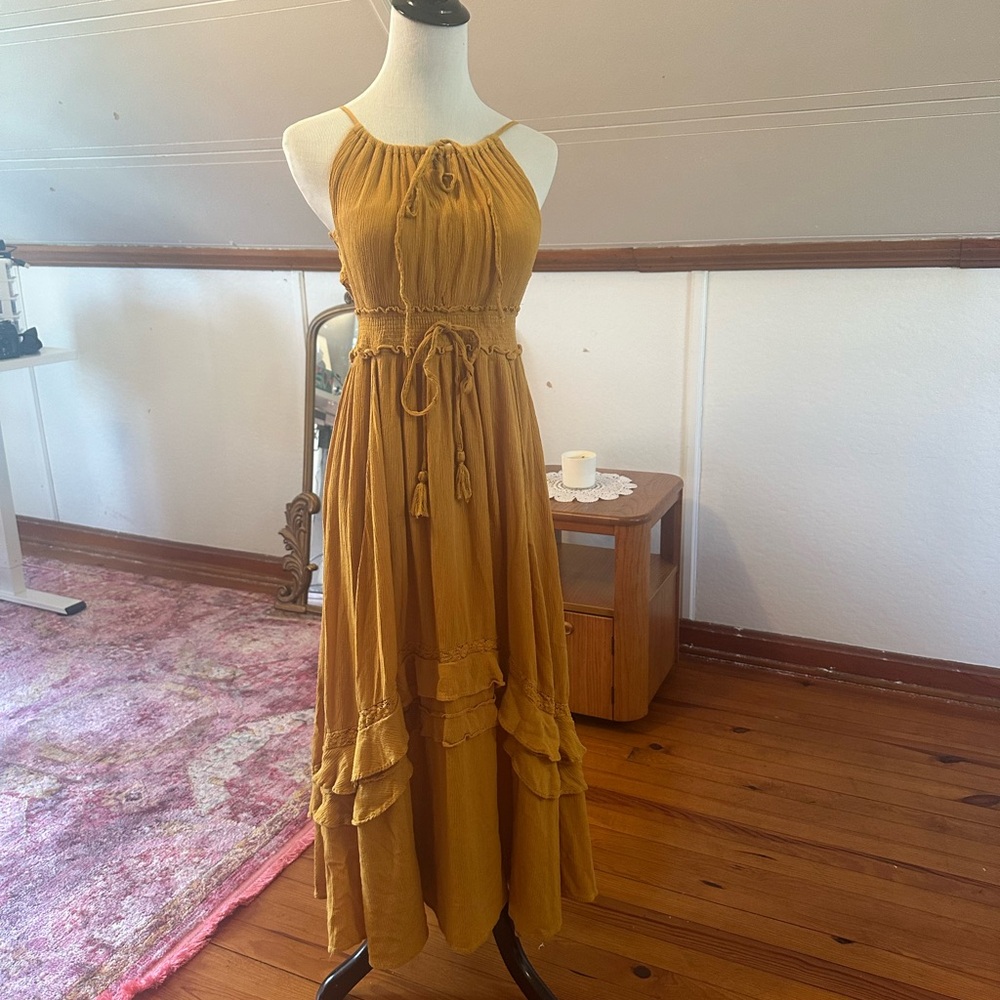 free people boutique style Mustard Yellow Maxi Dress medium women’s